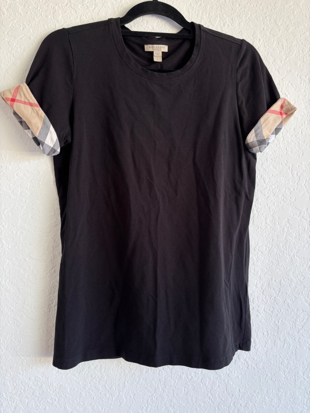 Burberry Black Logo T-Shirt Women’s SZ L Designer Luxury Cotton Tee Crew Neck - Picture 7 of 13